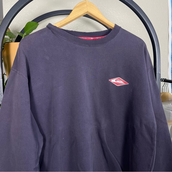 Vtg 90s Y2K Quiksilver Hoodie L Pullover Sweatshirt Grunge Trashed Distressed - Picture 2 of 13